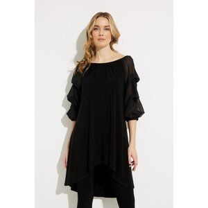 JOSEPH RIBKOFF STELLA BUBBLE DRESS black 14 sheer knit a line jersey cocktail